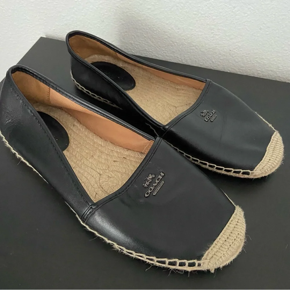 Coach Womens Rhodelle Soft Lambskin Leather Espadrille Flat Loafer Slip On